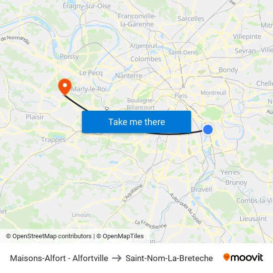 Maisons-Alfort - Alfortville to Saint-Nom-La-Breteche map
