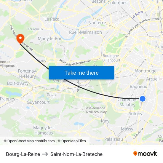 Bourg-La-Reine to Saint-Nom-La-Breteche map