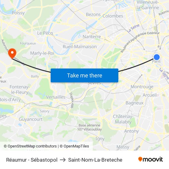 Réaumur - Sébastopol to Saint-Nom-La-Breteche map