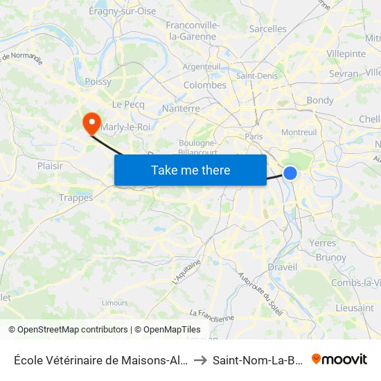 École Vétérinaire de Maisons-Alfort - Métro to Saint-Nom-La-Breteche map