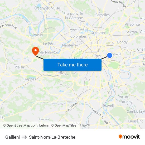 Gallieni to Saint-Nom-La-Breteche map