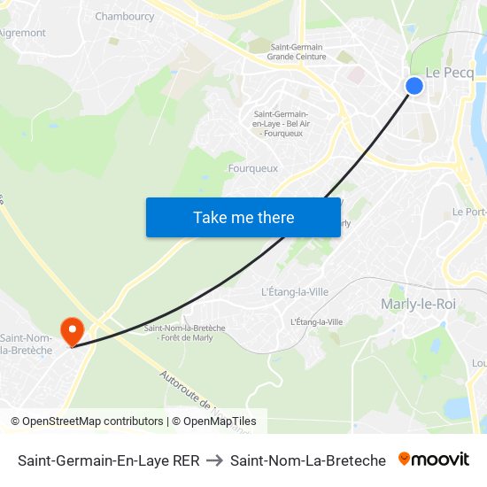 Saint-Germain-En-Laye RER to Saint-Nom-La-Breteche map
