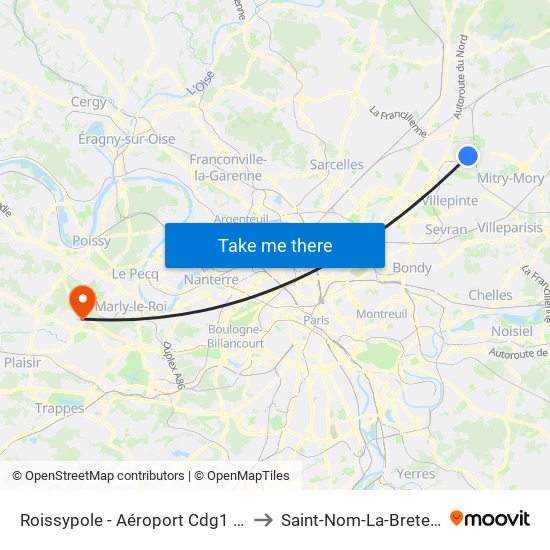 Roissypole - Aéroport Cdg1 (G1) to Saint-Nom-La-Breteche map