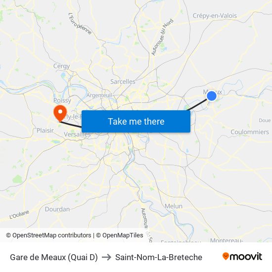 Gare de Meaux (Quai D) to Saint-Nom-La-Breteche map