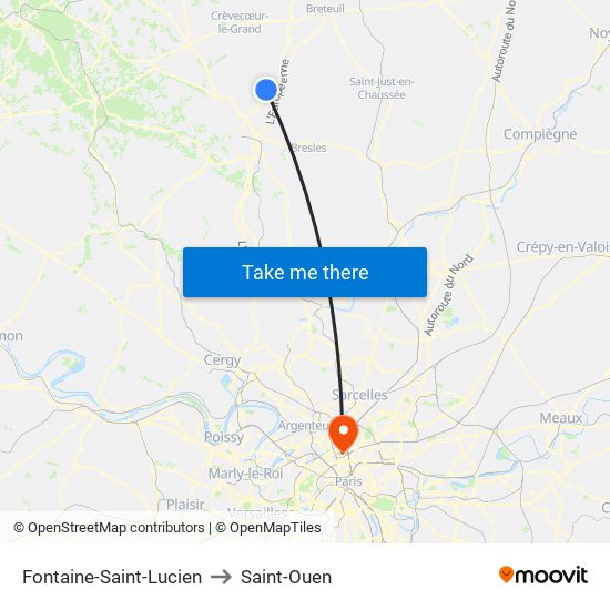 Fontaine-Saint-Lucien to Saint-Ouen map