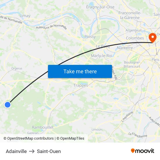 Adainville to Saint-Ouen map