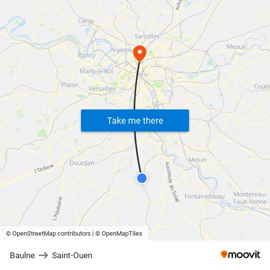 Baulne to Saint-Ouen map