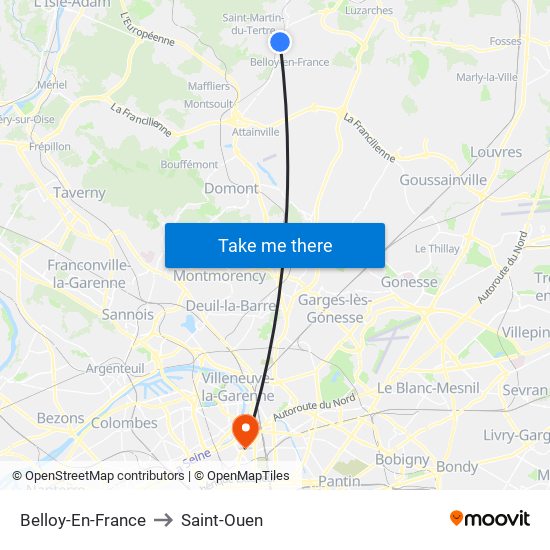Belloy-En-France to Saint-Ouen map