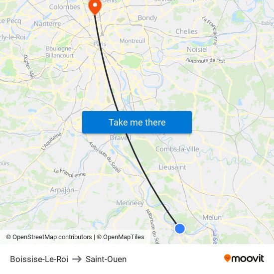 Boissise-Le-Roi to Saint-Ouen map