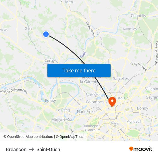 Breancon to Saint-Ouen map