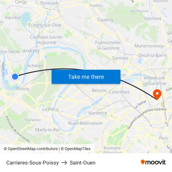 Carrieres-Sous-Poissy to Saint-Ouen map