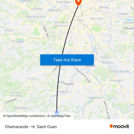 Chamarande to Saint-Ouen map