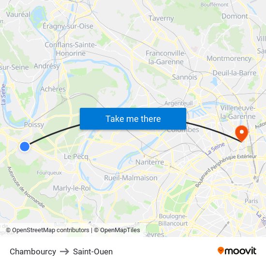 Chambourcy to Saint-Ouen map