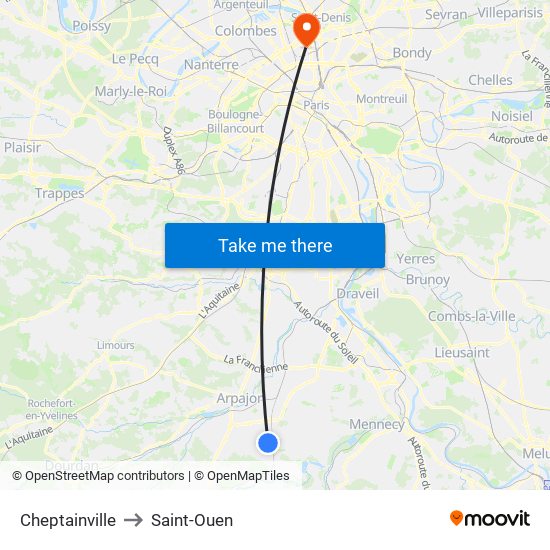 Cheptainville to Saint-Ouen map