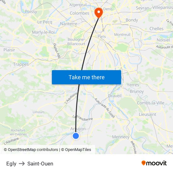 Egly to Saint-Ouen map