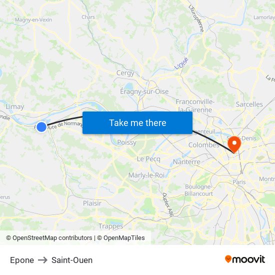 Epone to Saint-Ouen map