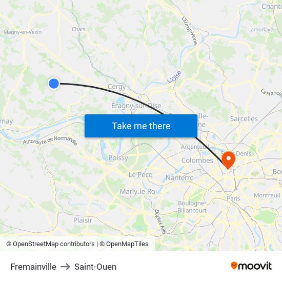 Fremainville to Saint-Ouen map