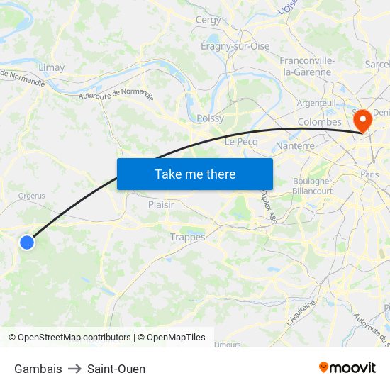 Gambais to Saint-Ouen map