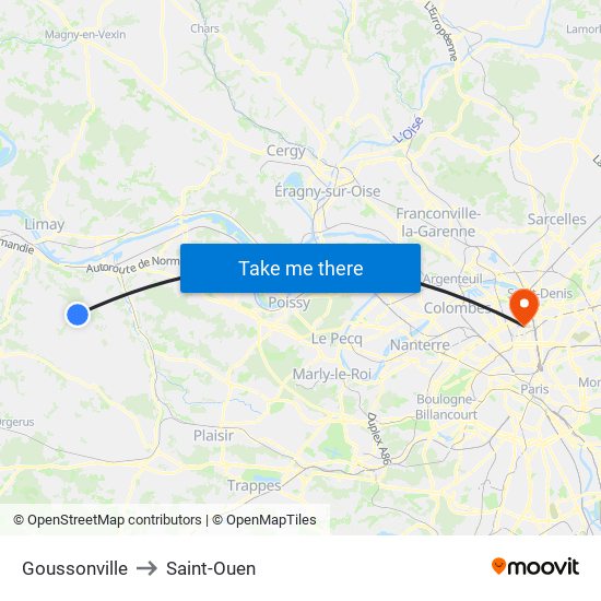 Goussonville to Saint-Ouen map