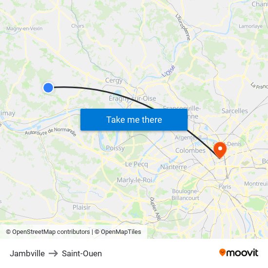 Jambville to Saint-Ouen map