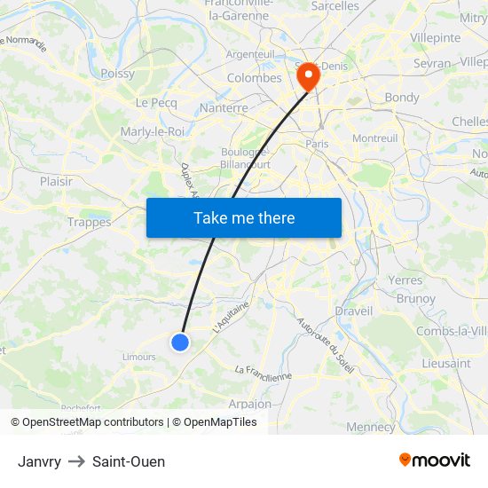 Janvry to Saint-Ouen map