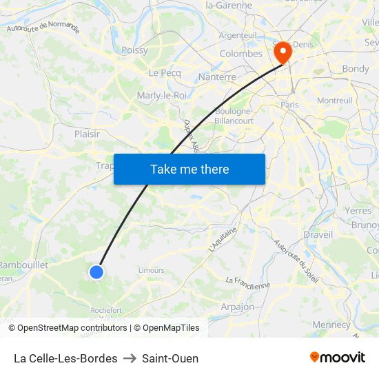 La Celle-Les-Bordes to Saint-Ouen map