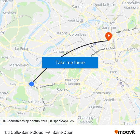 La Celle-Saint-Cloud to Saint-Ouen map