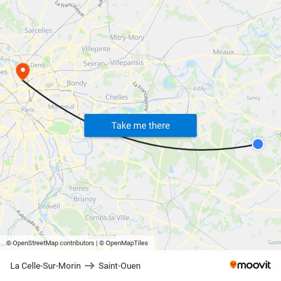 La Celle-Sur-Morin to Saint-Ouen map