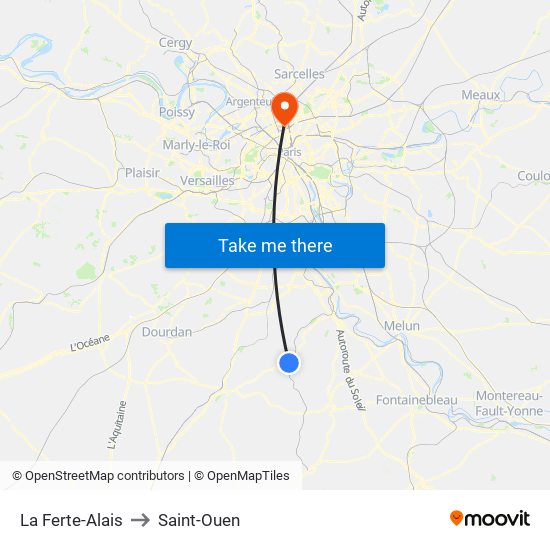 La Ferte-Alais to Saint-Ouen map