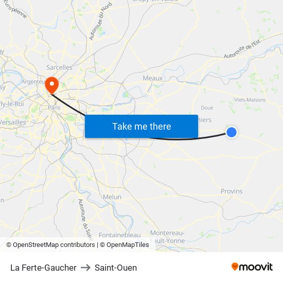 La Ferte-Gaucher to Saint-Ouen map