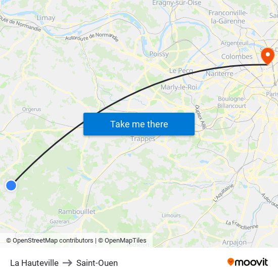 La Hauteville to Saint-Ouen map