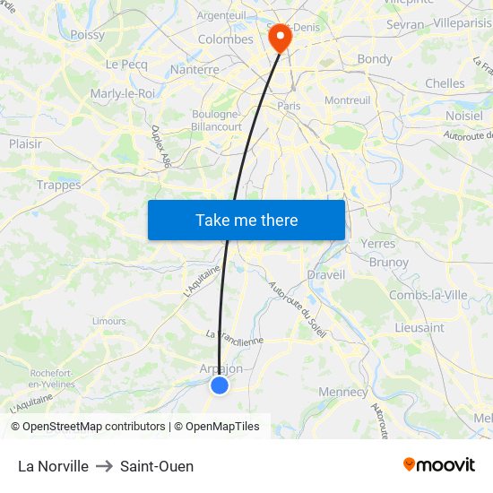 La Norville to Saint-Ouen map