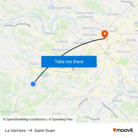 La Verriere to Saint-Ouen map