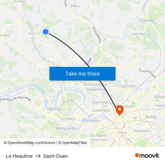 Le Heaulme to Saint-Ouen map