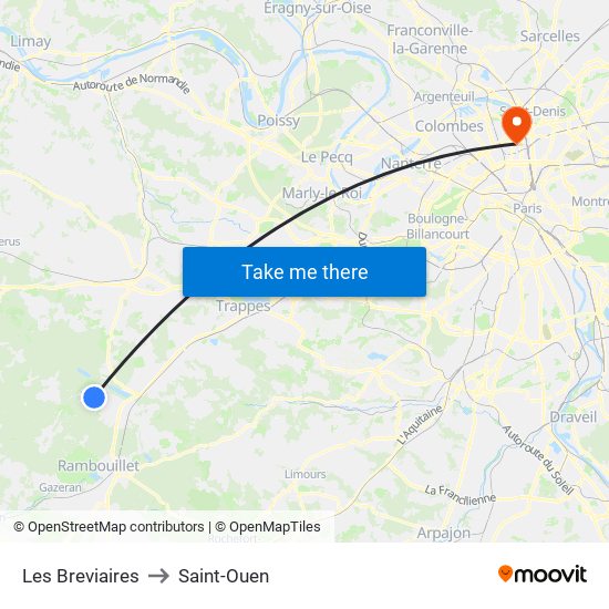 Les Breviaires to Saint-Ouen map