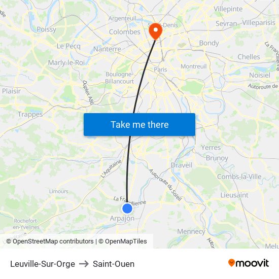 Leuville-Sur-Orge to Saint-Ouen map
