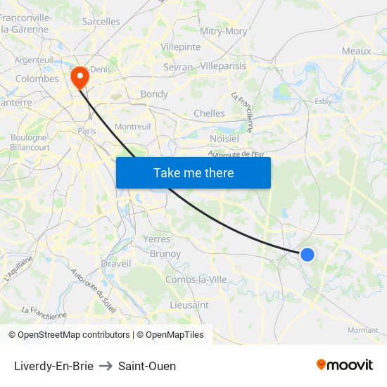 Liverdy-En-Brie to Saint-Ouen map