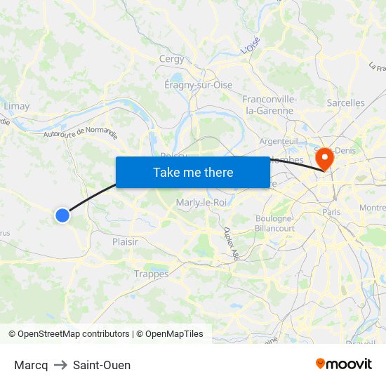Marcq to Saint-Ouen map