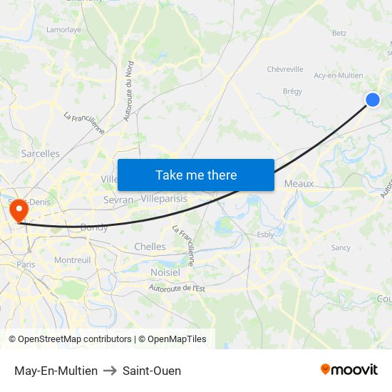 May-En-Multien to Saint-Ouen map