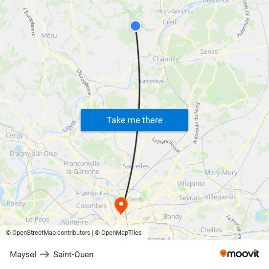 Maysel to Saint-Ouen map