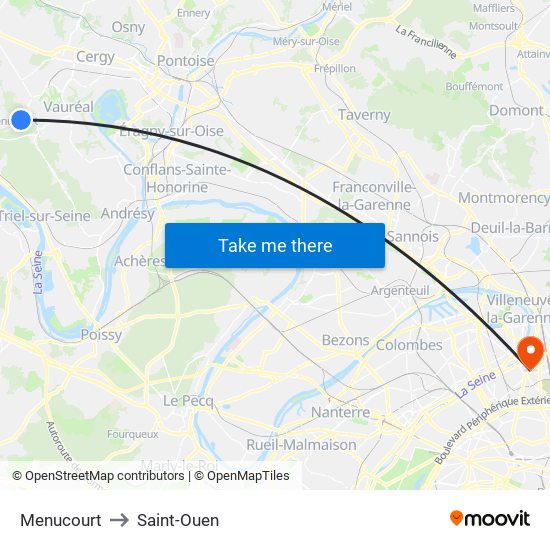 Menucourt to Saint-Ouen map