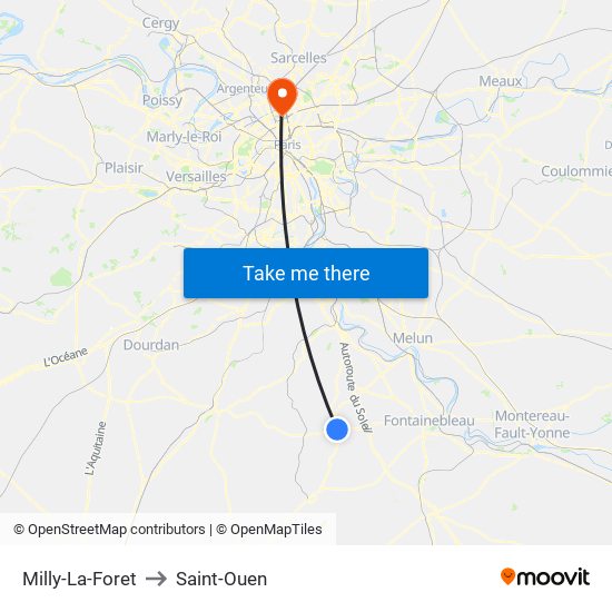 Milly-La-Foret to Saint-Ouen map