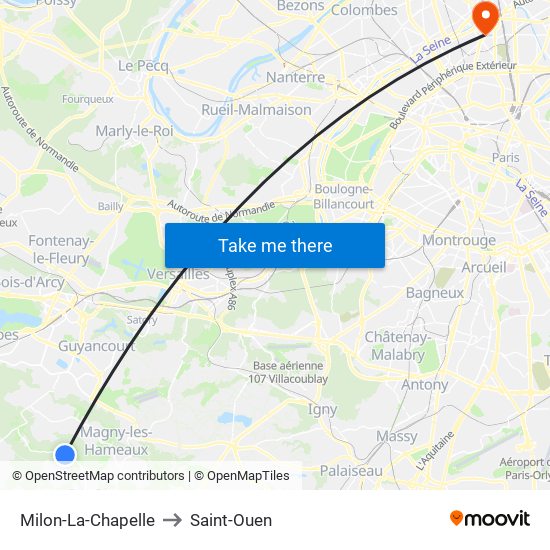 Milon-La-Chapelle to Saint-Ouen map