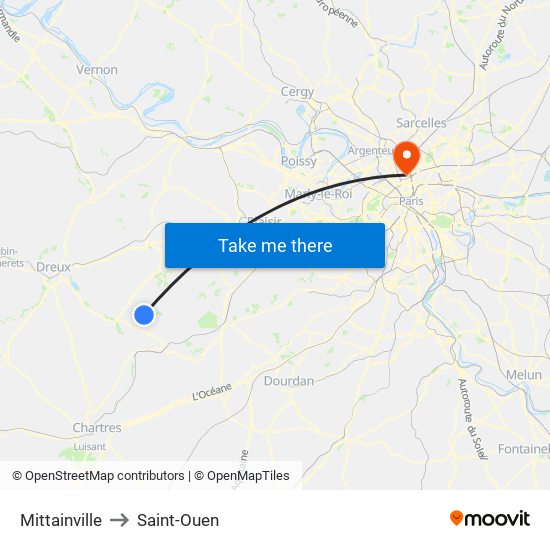 Mittainville to Saint-Ouen map