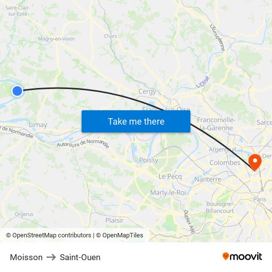 Moisson to Saint-Ouen map