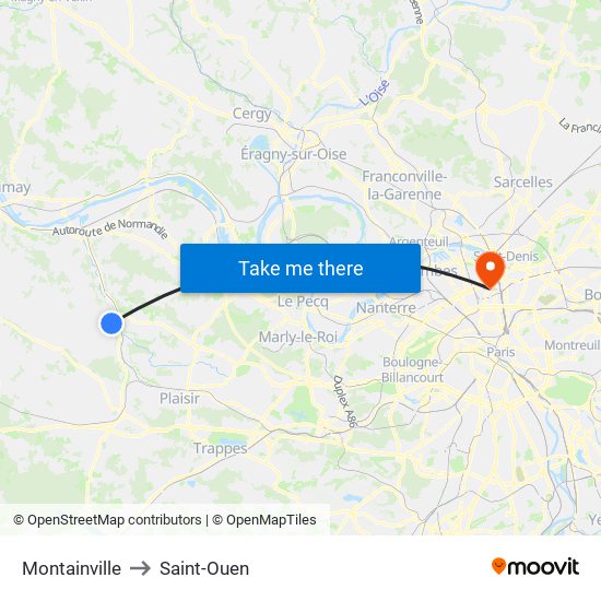 Montainville to Saint-Ouen map