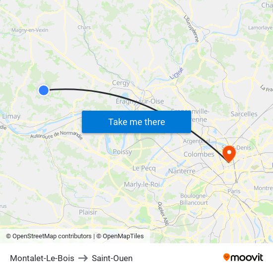 Montalet-Le-Bois to Saint-Ouen map