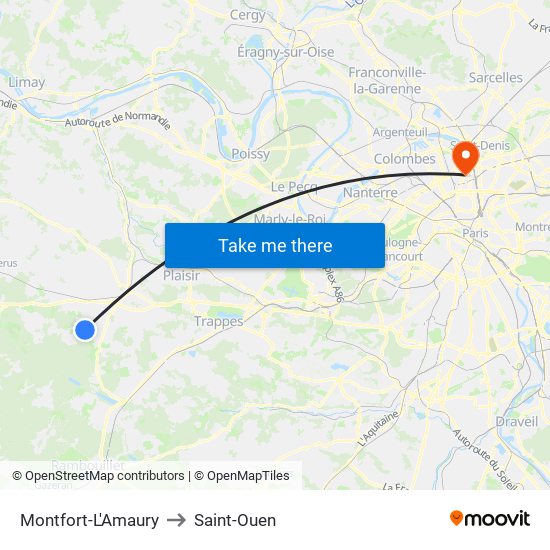 Montfort-L'Amaury to Saint-Ouen map