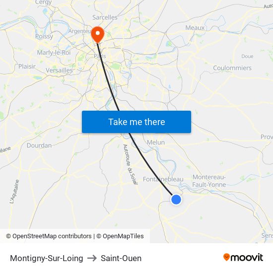 Montigny-Sur-Loing to Saint-Ouen map