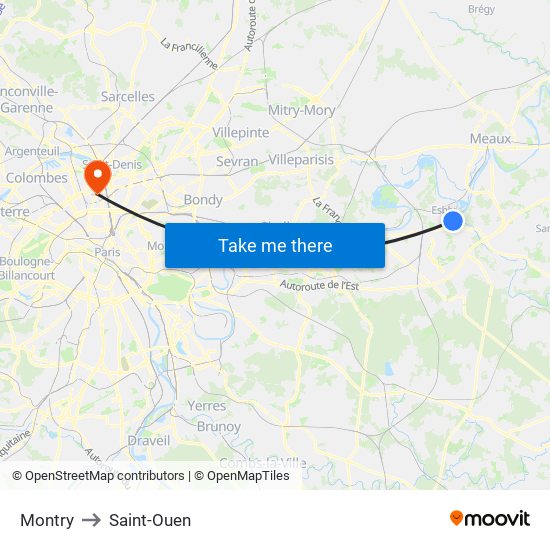 Montry to Saint-Ouen map